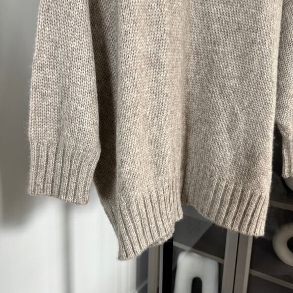 Jenni Kayne Baby Alpaca Cocoon Crewneck Oatmeal Tan Sweater 2X NEW Tan Oversized - Picture 5 of 8